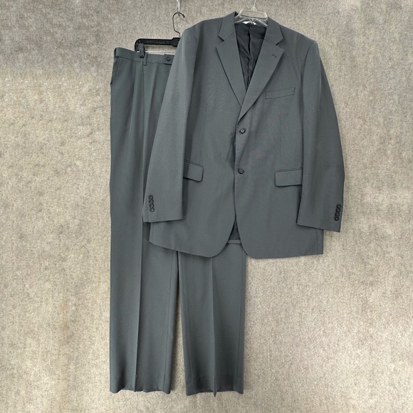 Kings Court 2-Piece Suit Grey Blazer Jacket 46L 46 Big & Tall Pants 40X38 - Picture 1 of 16